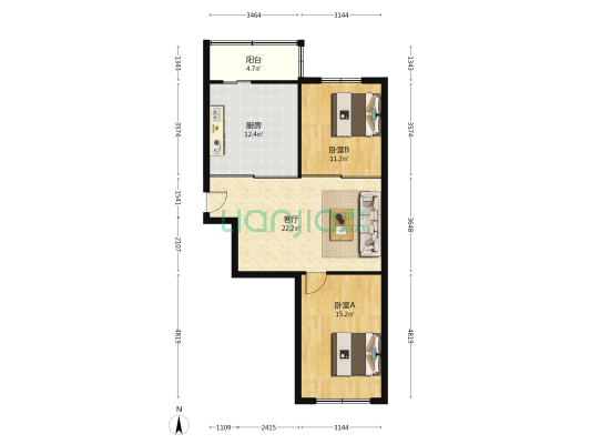 富强康泽园小区 2室1厅0卫 82平方