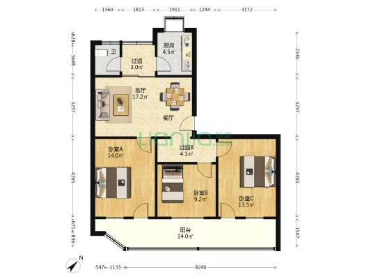 建昌机器厂特种工具分厂家属院 3室1厅1卫 104平方