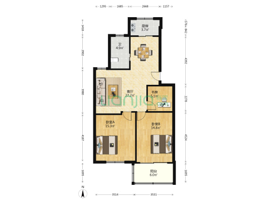 汽运小区 3室1厅1卫 91平方