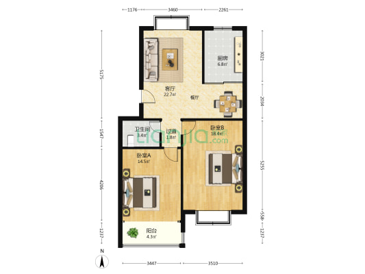 怡景园 2室1厅1卫 89平方
