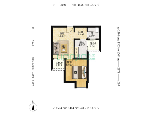 裕泰佳园 1室1厅1卫 40平方
