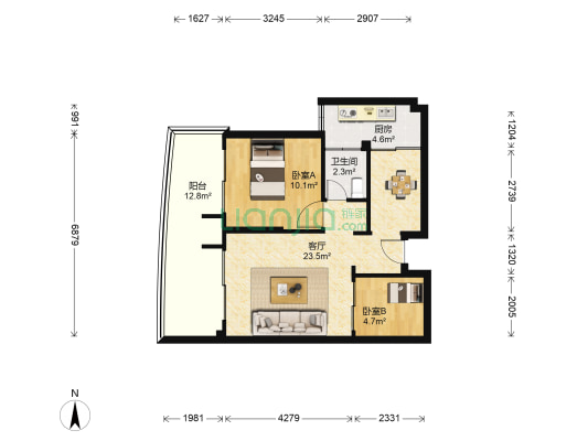 悦丰嘉园 2室1厅1卫 73平方