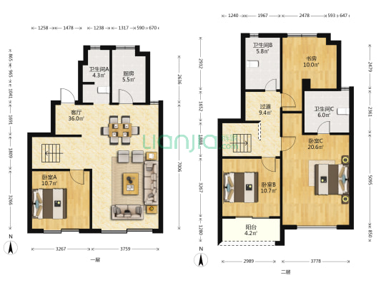 会稽云庐 4室1厅3卫 156平方