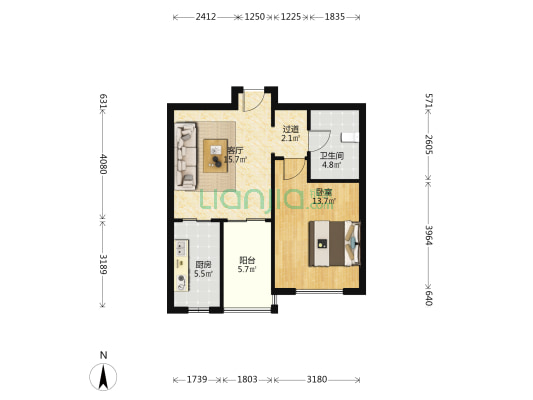 银蕊园 1室1厅1卫 59平方