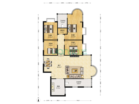 新华阁 4室1厅2卫 163平方