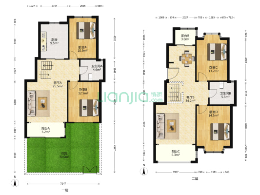 红状元小区 4室2厅2卫 182平方