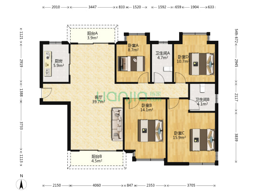 保利锦城二期 4室1厅2卫 141平方