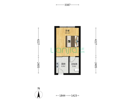 福晟江山府 1室0厅1卫 34平方