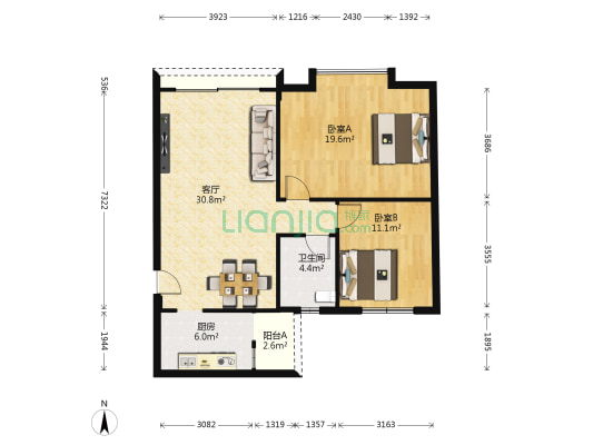 海信楼 2室1厅1卫 78平方