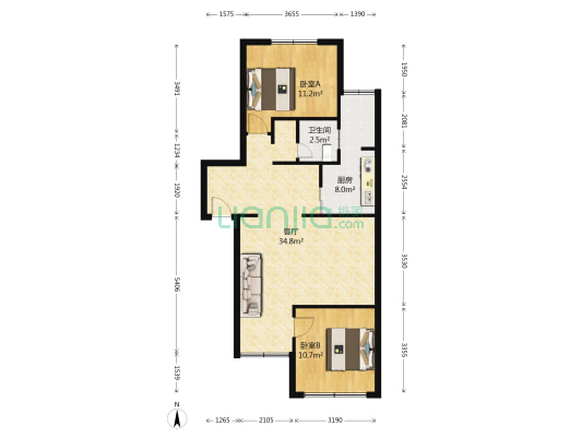 锦桂苑 2室1厅1卫 82平方