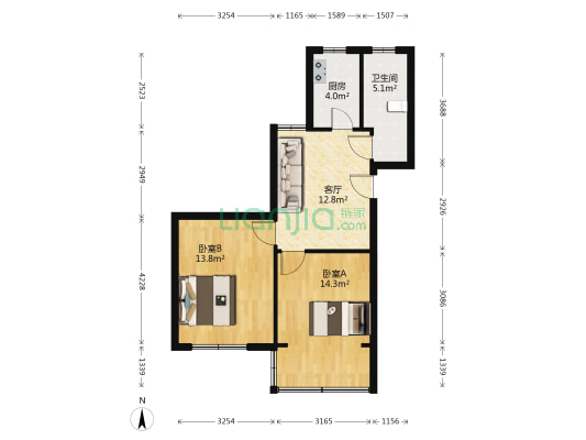 虞園新村 2室1厅1卫 62平方