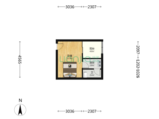 平安街 1室0厅1卫 32平方
