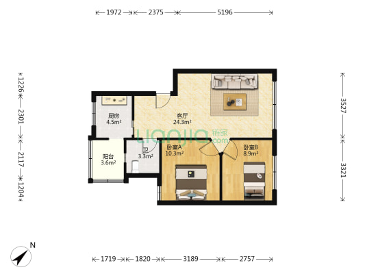 汉渝路三巷 2室1厅1卫 67平方