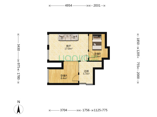 中金大厦 2室1厅0卫 120平方