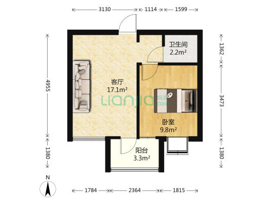 五大洲 · 别样院景 1室1厅1卫 41平方