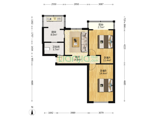 得胜街 2室1厅1卫 63平方