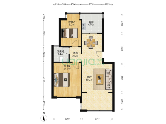 闲林山水梅兰苑 2室1厅1卫 75平方