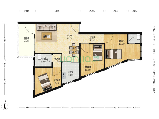 第三期教师职工楼 3室1厅2卫 94平方