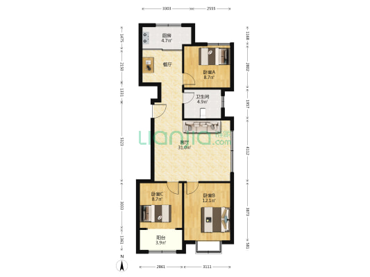 辰隆天玺城 3室1厅1卫 111平方
