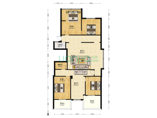 中选新村 4室2厅1卫 161平方