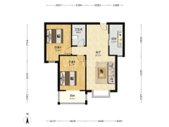 涿州开发区名流美域精装婚房全南两居室-涿州名流美域户型图