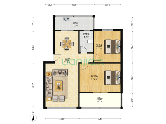 化机小区商住楼 2室1厅1卫 101平方