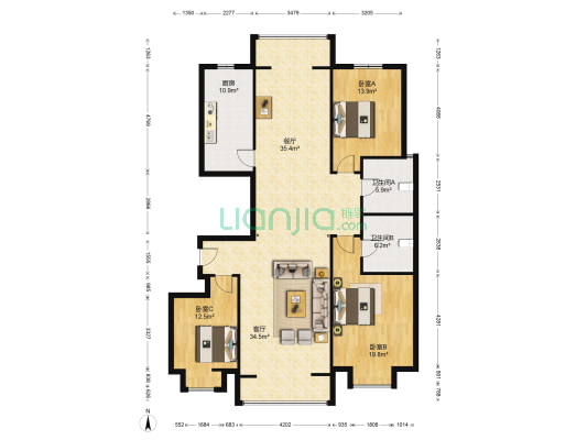 龙景逸墅 3室2厅2卫 176平方