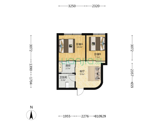 新风街153号 2室1厅1卫 53平方