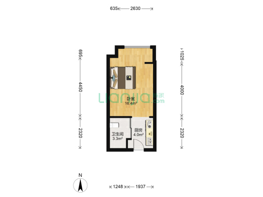 华润凤凰城五彩城 1室0厅1卫 34平方