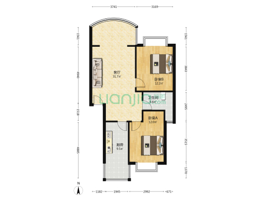 愿景东篱 2室1厅1卫 80平方