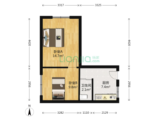 芷岳里 2室0厅1卫 48平方