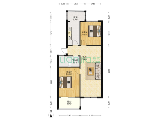 振东小区 2室1厅1卫 85平方