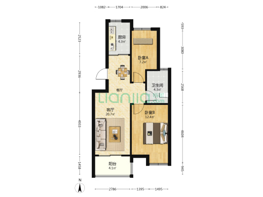 金龙佳苑 2室1厅1卫 67平方