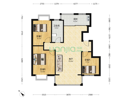 振华锦源 3室1厅1卫 101平方