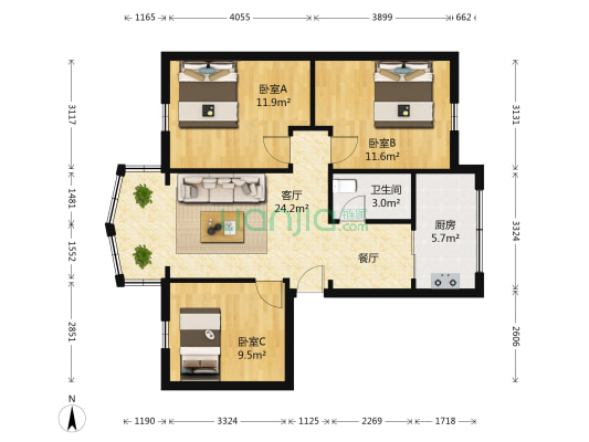 康和苑 3室1厅1卫 79平方