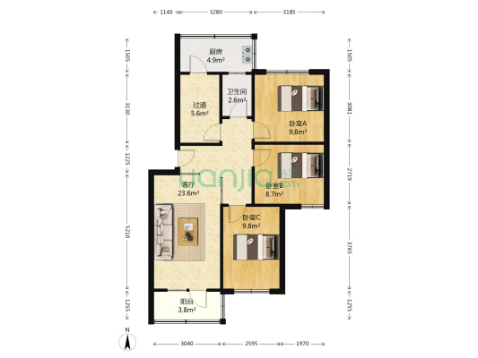 程苑小区 3室1厅1卫 71平方