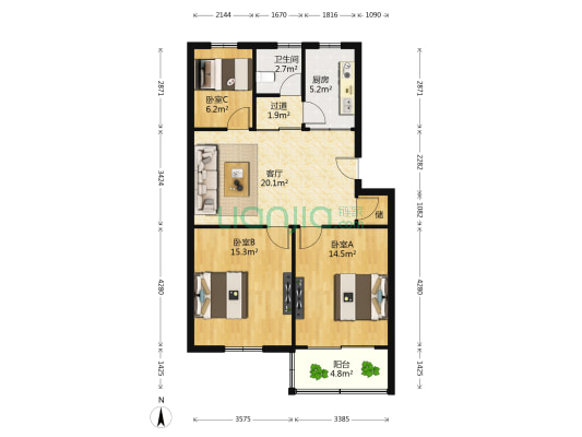 中坝北路51号 3室1厅1卫 84平方