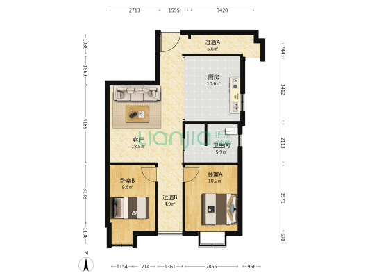 万景追梦城 2室1厅1卫 84平方