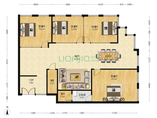 尊宝大厦 4室1厅1卫 213平方