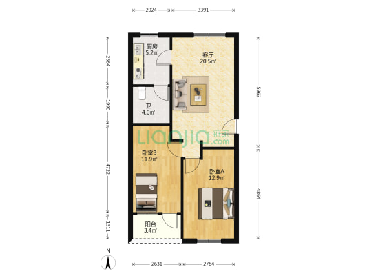 柏丽新邨 2室1厅1卫 84平方