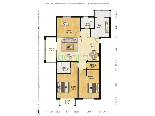 乔顿花园 3室2厅2卫 132平方