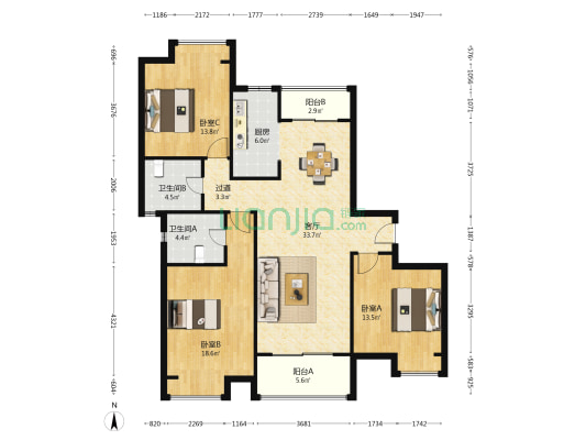 法苑里 3室1厅2卫 142平方