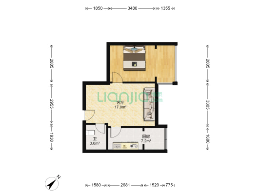 柳城阳光 1室1厅1卫 73平方
