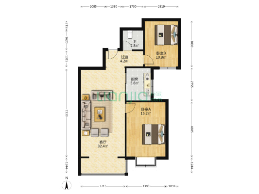 三汇悦郡 2室1厅1卫 95平方