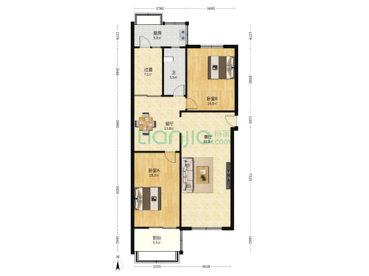 冀达商住楼 2室2厅1卫 123平方