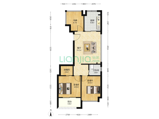 中国铁建万科朗拾花语 3室1厅1卫 86平方