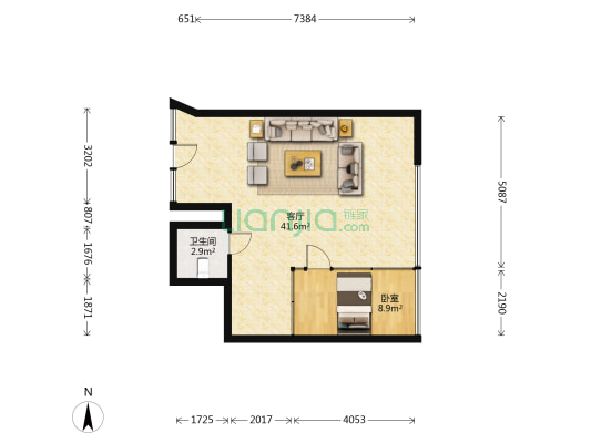 安达商务大厦 1室1厅1卫 86平方