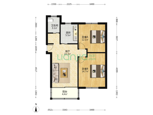 仓城七村 2室1厅1卫 77平方