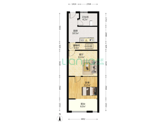 中童巴比尼 1室1厅1卫 75平方