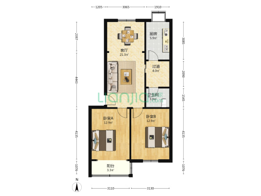 洪山中学宿舍 2室1厅1卫 78平方
